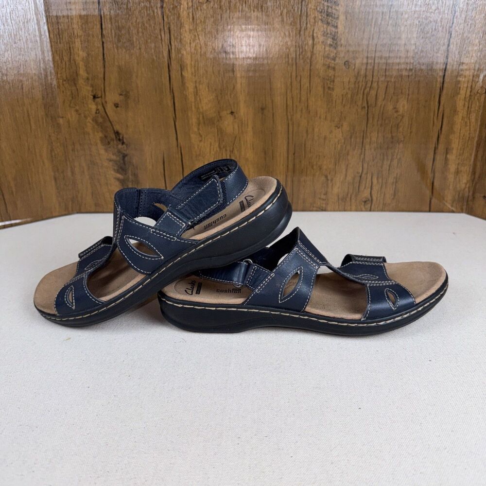 Clark’s Collection Women’s Leisa Lakelyn Sandal Slingback Navy Leather 9M - Picture 3 of 9